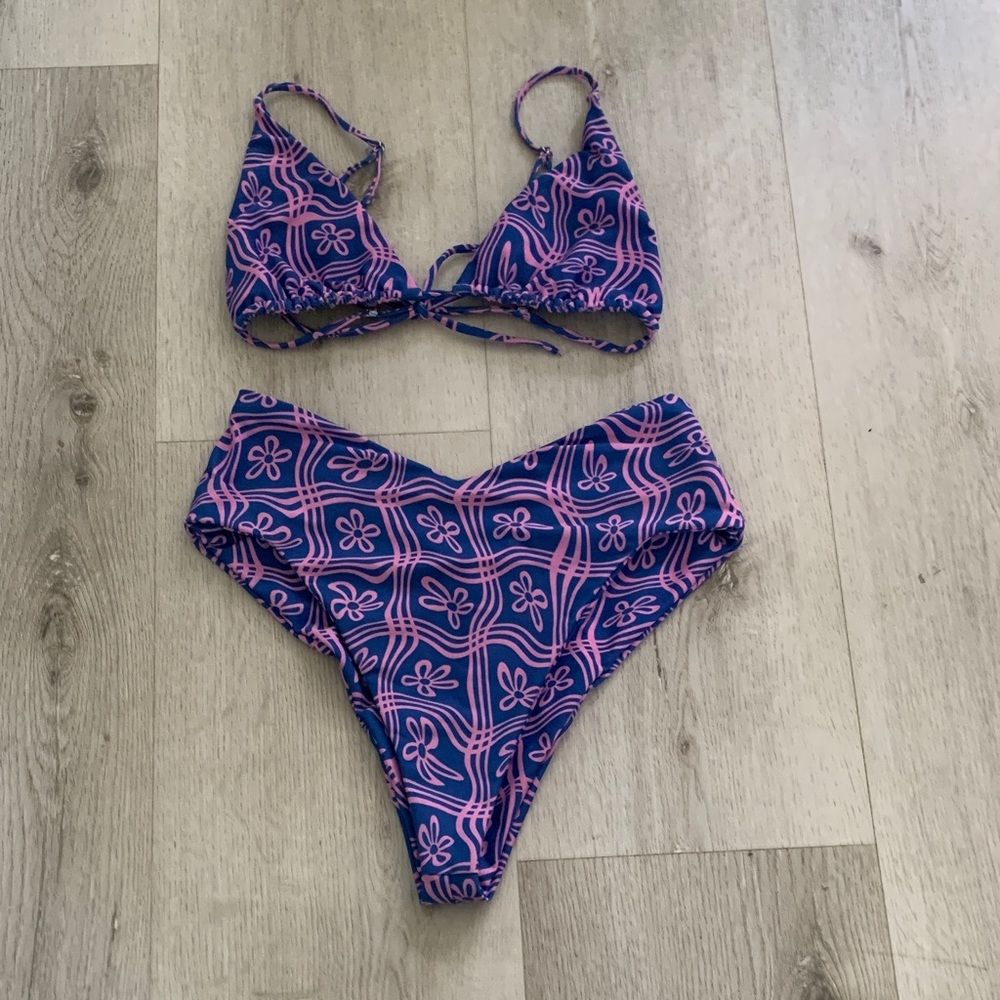 Skatie Pink and Blue Floral Bikini